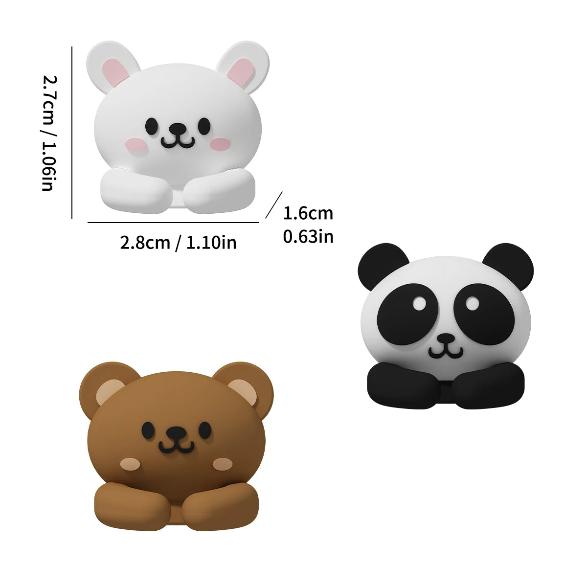 organizador kawaii de cables con ositos y medidas