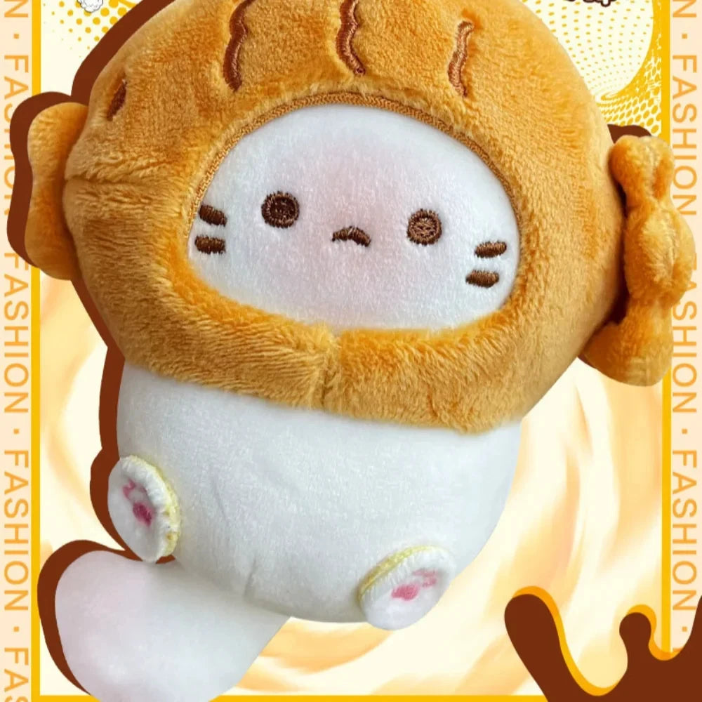 llaverito kawaii gato con pez, vista frontal