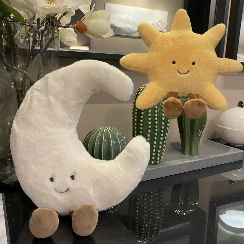 peluche luna grande y estrella pequeña kawaii