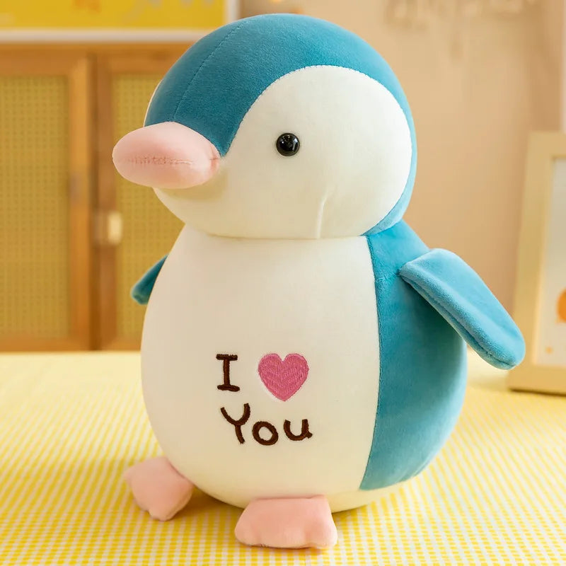 peluche pingüino kawaii azul claro, vista frontal